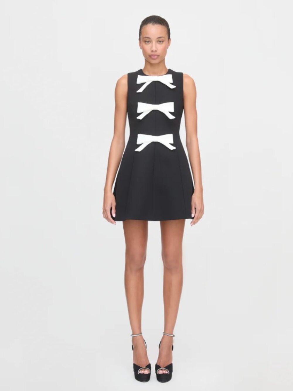 NWT - Hill House Black Blyth Mini Dress with White Bows (L)